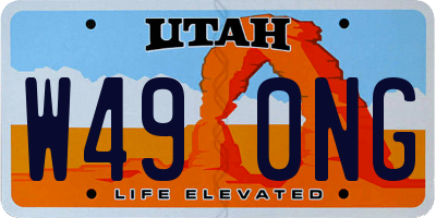 UT license plate W490NG
