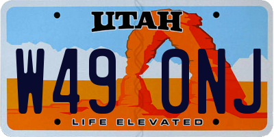 UT license plate W490NJ