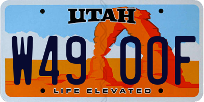 UT license plate W490OF
