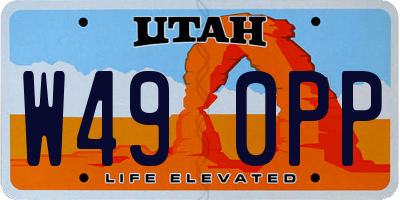 UT license plate W490PP