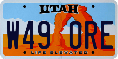 UT license plate W490RE