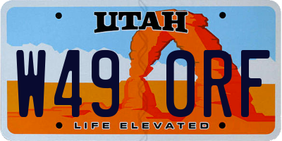 UT license plate W490RF