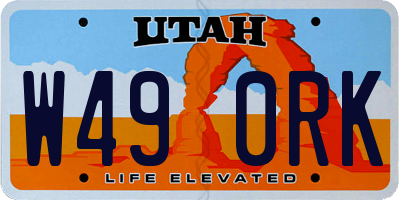 UT license plate W490RK