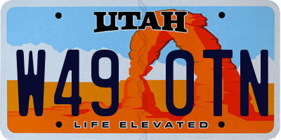 UT license plate W490TN