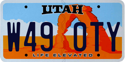 UT license plate W490TY