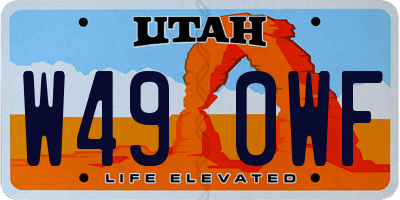 UT license plate W490WF