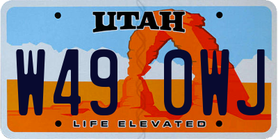 UT license plate W490WJ