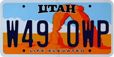 UT license plate W490WP