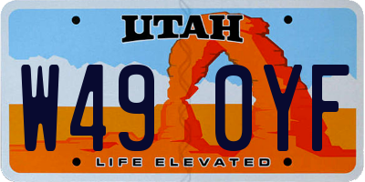 UT license plate W490YF