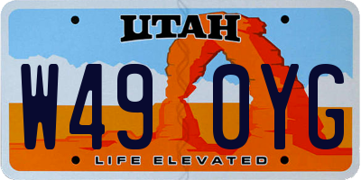 UT license plate W490YG