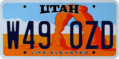 UT license plate W490ZD