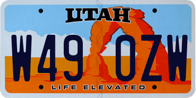 UT license plate W490ZW