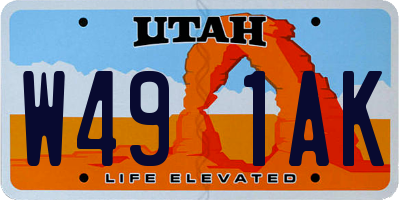 UT license plate W491AK