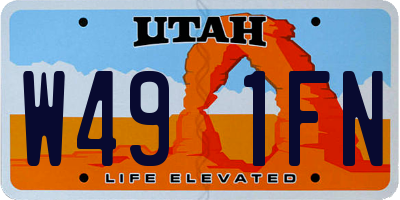 UT license plate W491FN