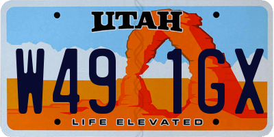 UT license plate W491GX