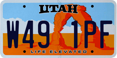 UT license plate W491PF