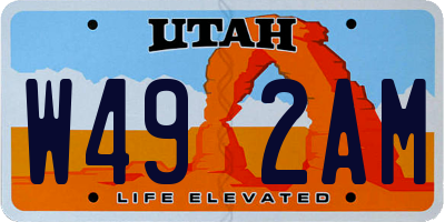 UT license plate W492AM