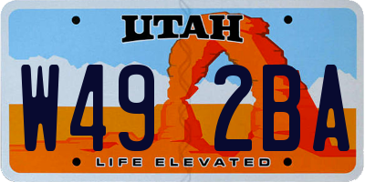UT license plate W492BA