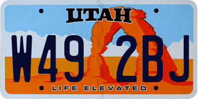 UT license plate W492BJ