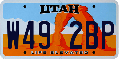 UT license plate W492BP