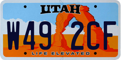 UT license plate W492CF