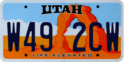 UT license plate W492CW