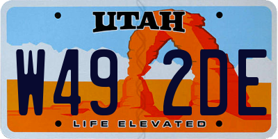 UT license plate W492DE