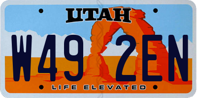 UT license plate W492EN
