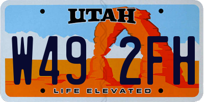 UT license plate W492FH
