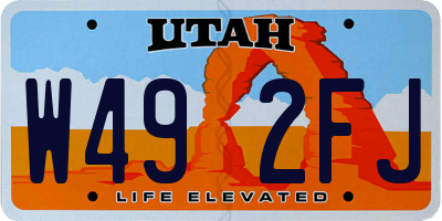 UT license plate W492FJ