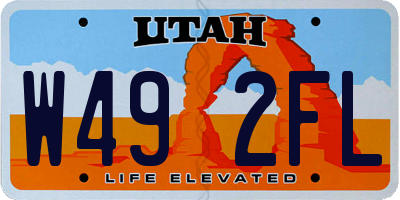 UT license plate W492FL