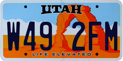 UT license plate W492FM
