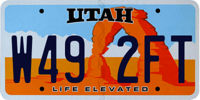 UT license plate W492FT