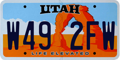 UT license plate W492FW