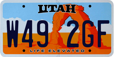UT license plate W492GF
