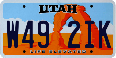 UT license plate W492IK