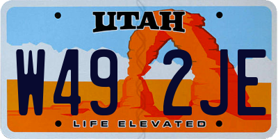 UT license plate W492JE