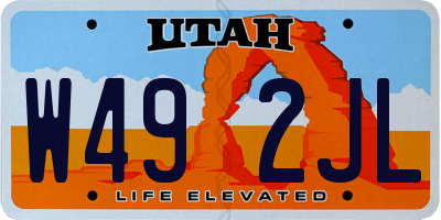 UT license plate W492JL