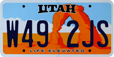 UT license plate W492JS