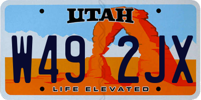 UT license plate W492JX
