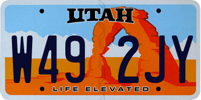 UT license plate W492JY