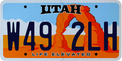 UT license plate W492LH