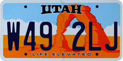 UT license plate W492LJ