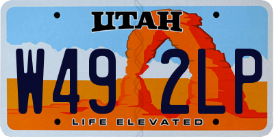UT license plate W492LP