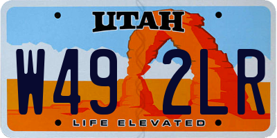 UT license plate W492LR