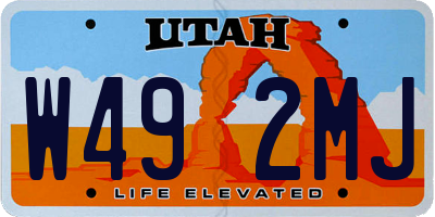 UT license plate W492MJ