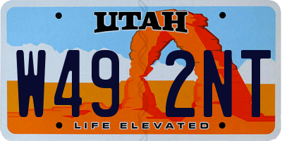 UT license plate W492NT