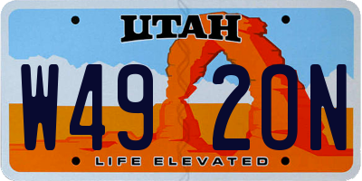 UT license plate W492ON