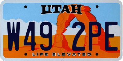 UT license plate W492PE