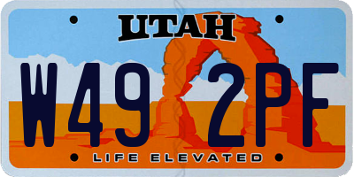 UT license plate W492PF